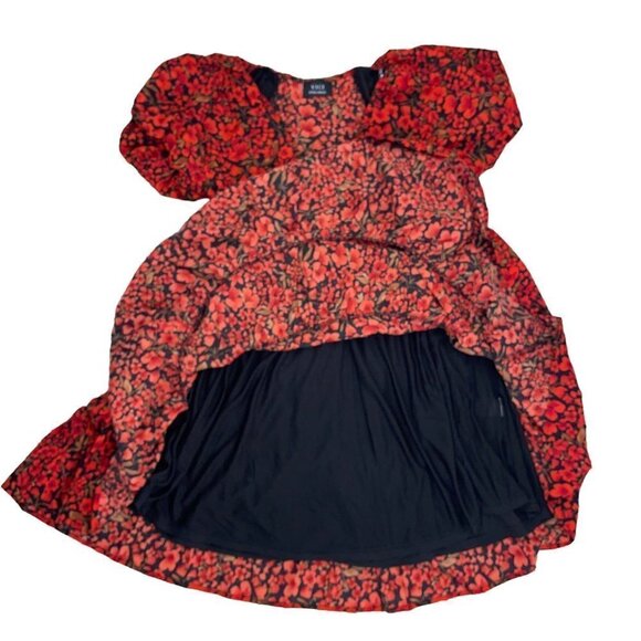 VICI Size XS Tiered Garden Party Dress w Allover Poppy Pattern & Balloon Sleeve - Picture 3 of 6